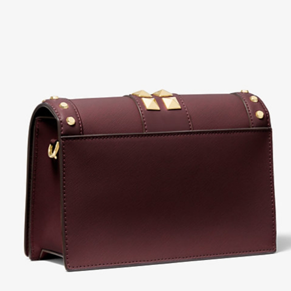 Michael Kors Burgundy And Gold Jet Set Saffiano Leather Crossbody Bag - Picture 3 of 3